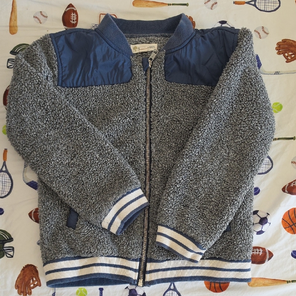 Tucker + Tate Gray Sherpa Jacket with Blue Trim